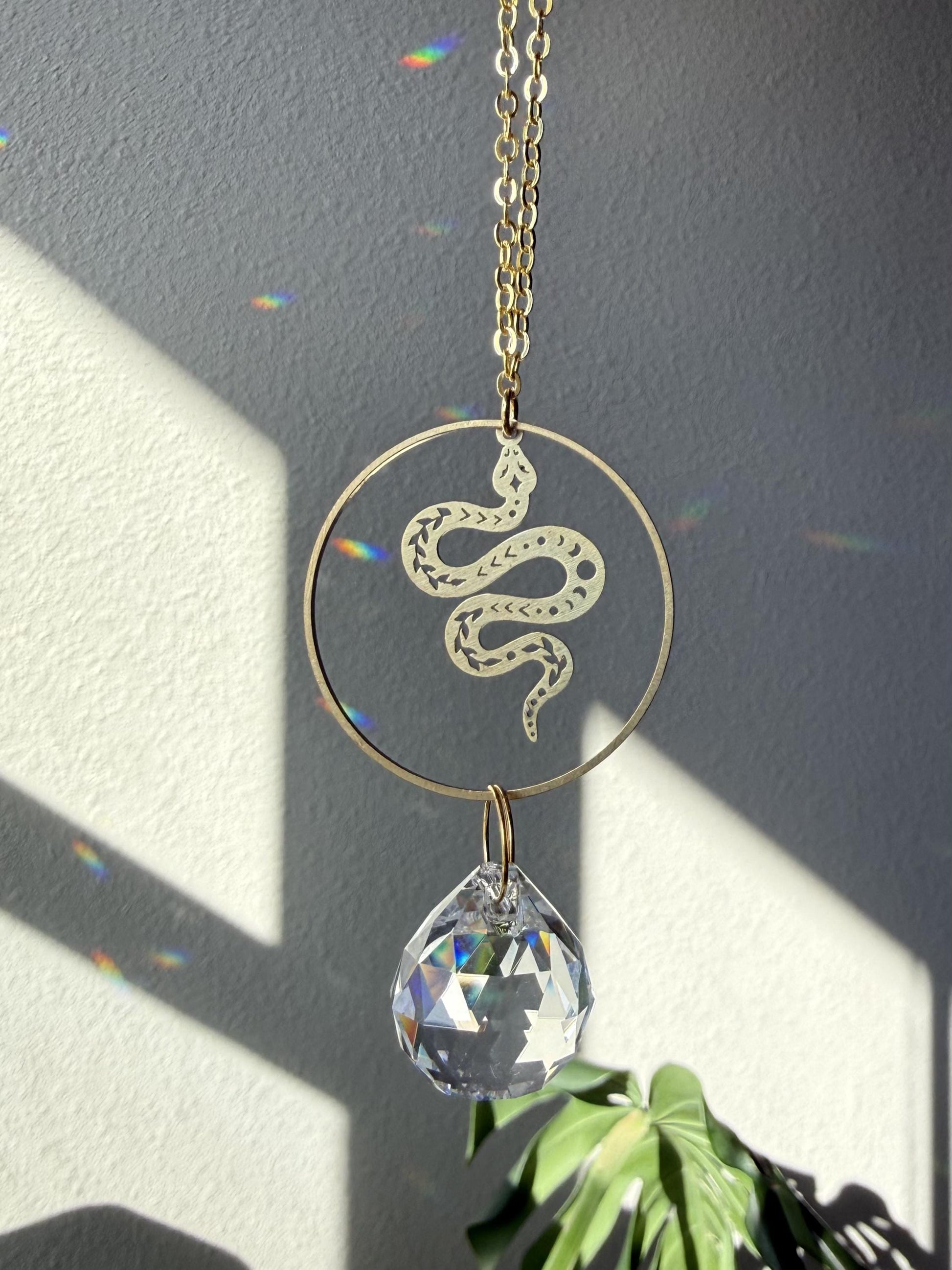 Snake Rearview Mirror Suncatcher, Crystal Sun Catcher, Crystal Prism Car Charm, Rearview Mirror Decoration, Car Mirror Charm