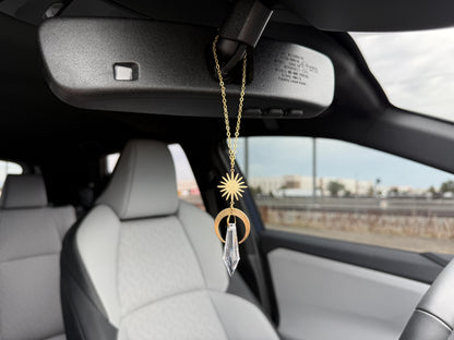 Crescent Moon Rearview Mirror Suncatcher, Crystal Sun Catcher, Crystal Prism Car Charm, Rearview Mirror Decoration, Car Mirror Charm