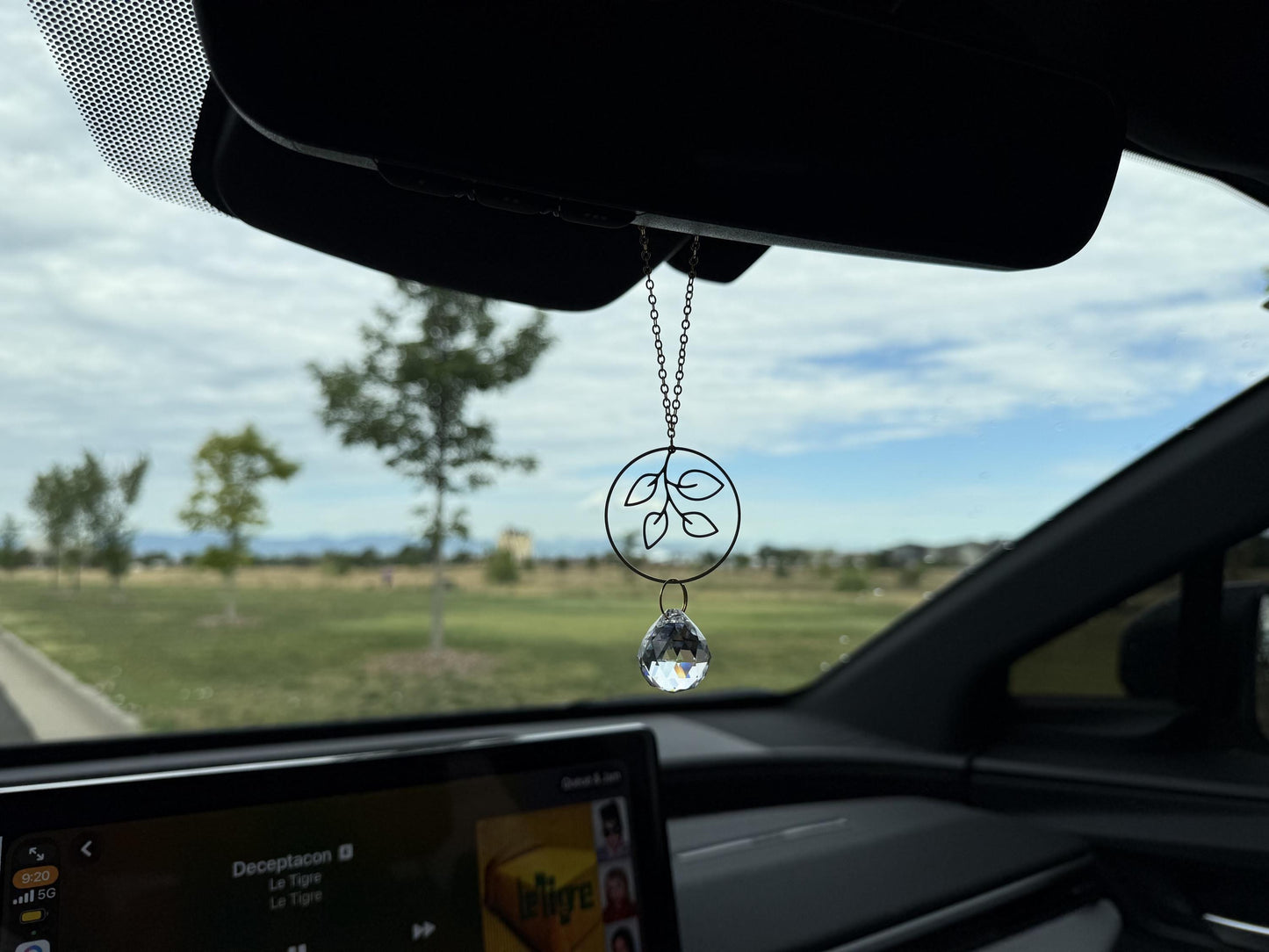 Botanical Rearview Mirror Suncatcher, Crystal Sun Catcher, Crystal Prism Car Charm, Rearview Mirror Decoration, Car Mirror Charm