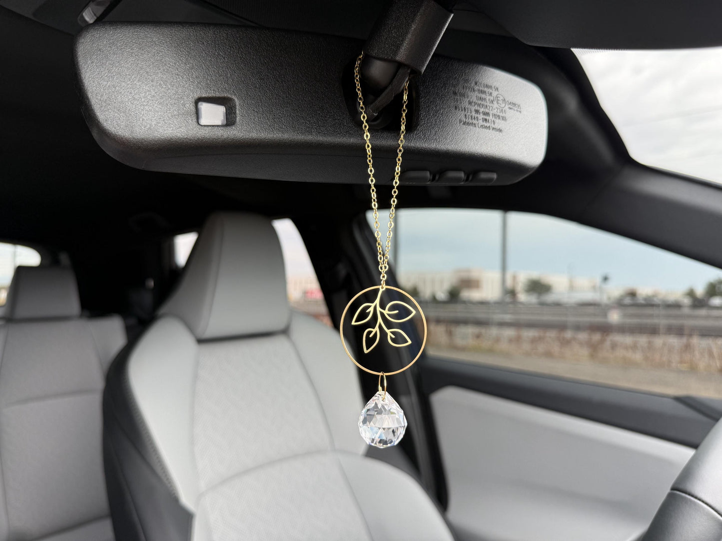 Botanical Rearview Mirror Suncatcher, Crystal Sun Catcher, Crystal Prism Car Charm, Rearview Mirror Decoration, Car Mirror Charm