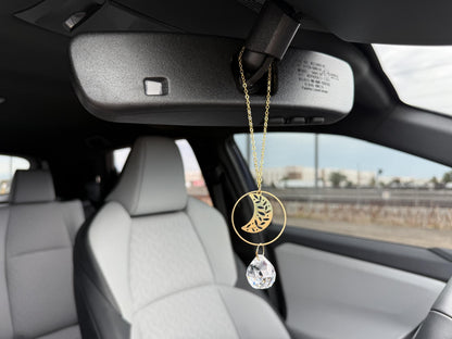 Moon Rearview Mirror Suncatcher, Crystal Sun Catcher, Crystal Prism Car Charm, Rearview Mirror Decoration, Car Mirror Charm
