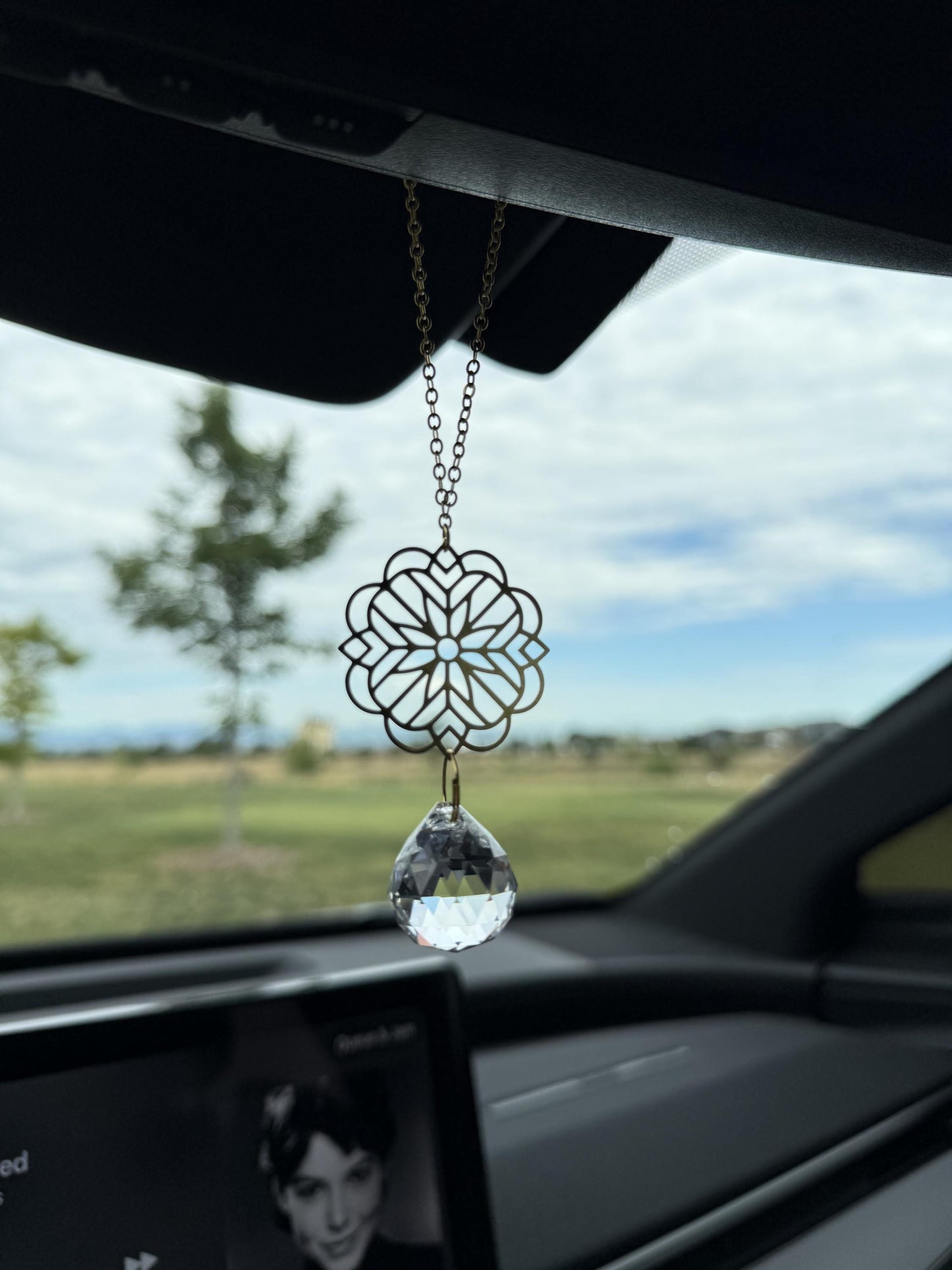 Rearview Mirror Suncatcher #3, Crystal Sun Catcher, Crystal Prism Car Charm, Rearview Mirror Decor, Car Mirror Charm, Suncatcher Car Charm