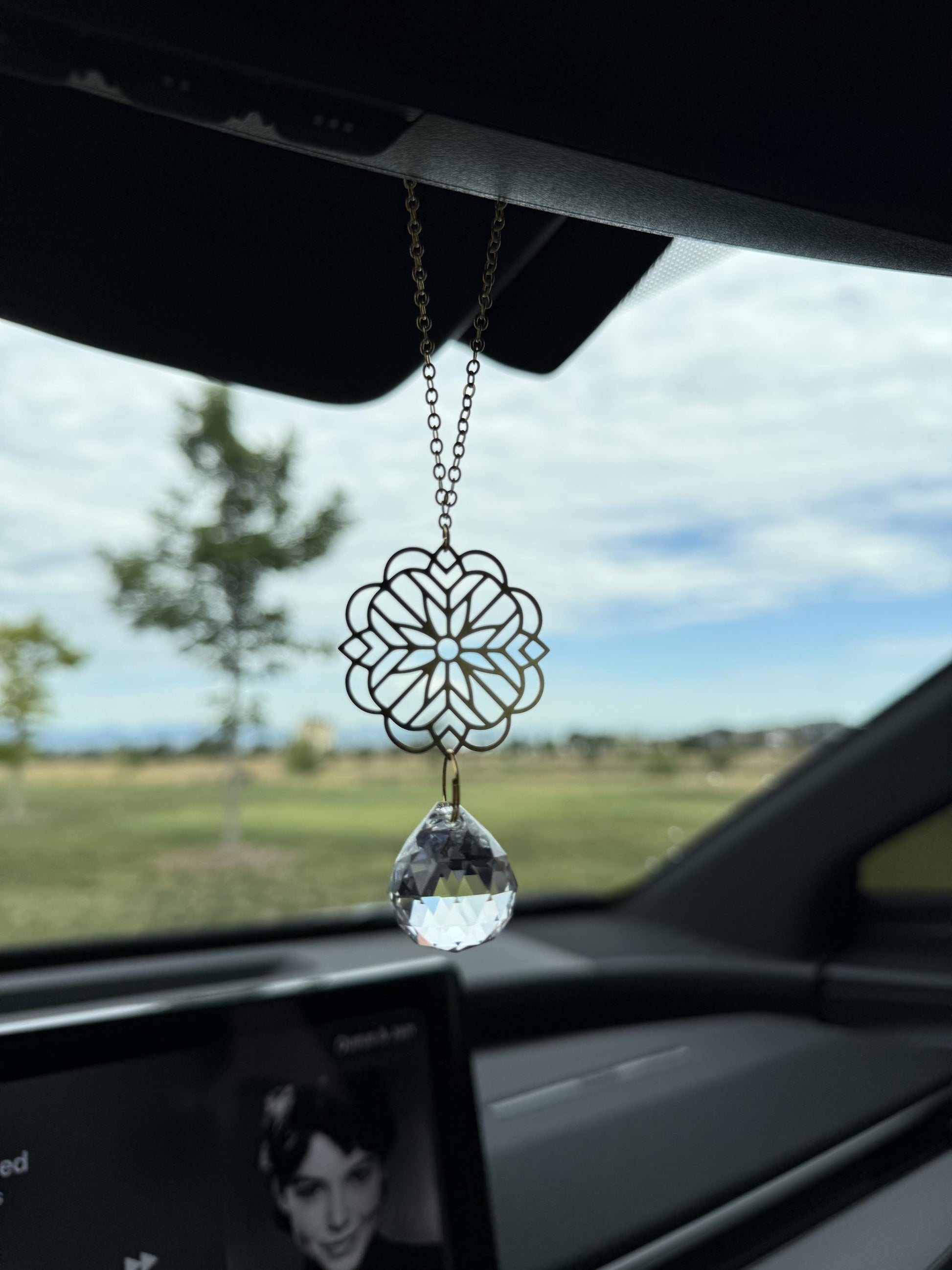 Rearview Mirror Suncatcher #3, Crystal Sun Catcher, Crystal Prism Car Charm, Rearview Mirror Decor, Car Mirror Charm, Suncatcher Car Charm