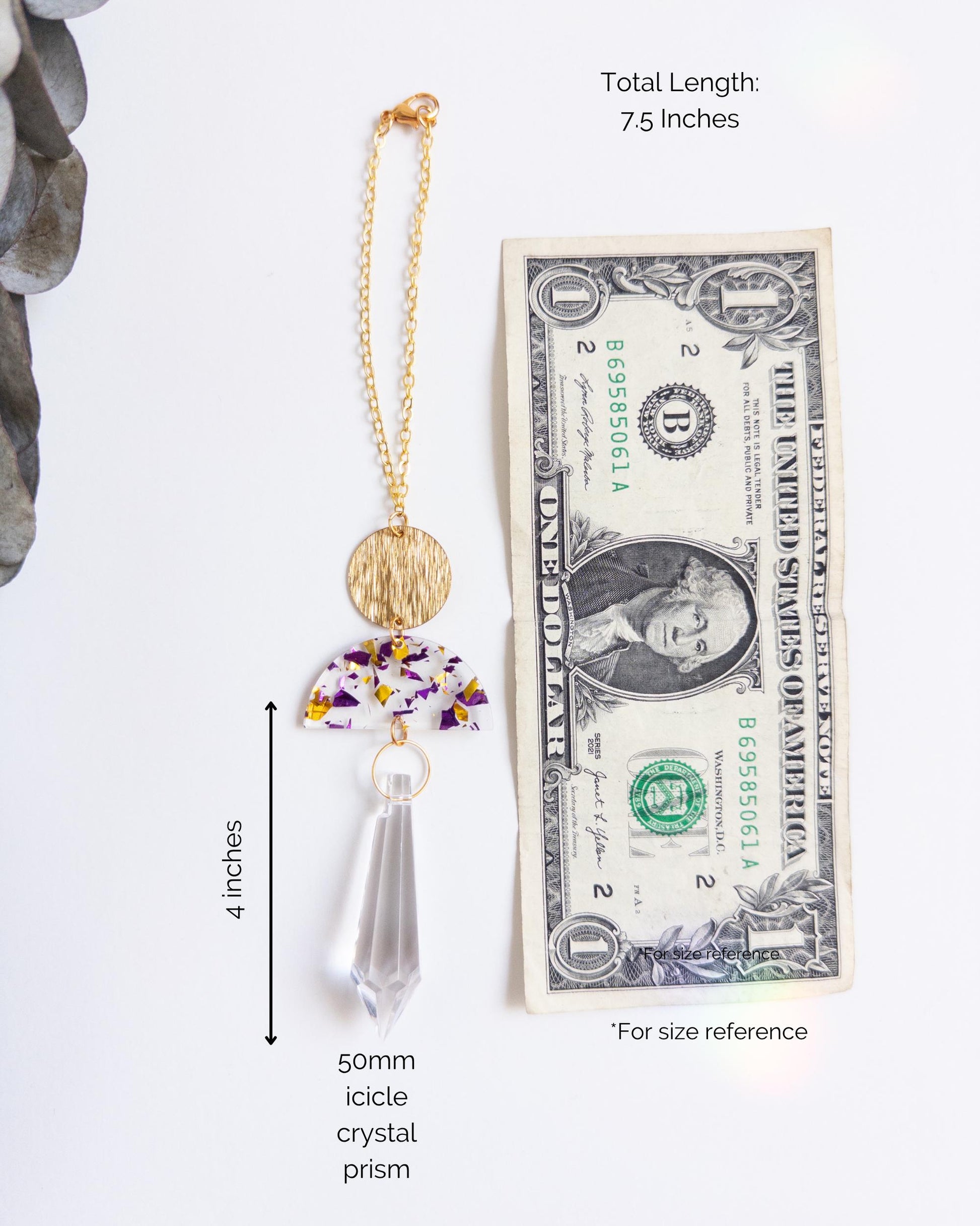 Rearview Mirror Suncatcher #2, Crystal Sun Catcher, Crystal Ornament, Crystal Prism Car Charm, Rearview Mirror Decoration, Car Mirror Charm