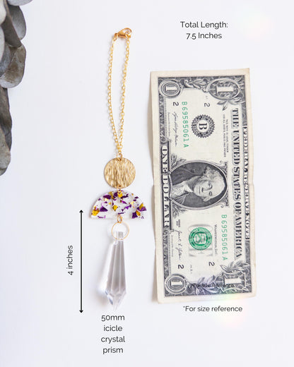 Rearview Mirror Suncatcher #2, Crystal Sun Catcher, Crystal Ornament, Crystal Prism Car Charm, Rearview Mirror Decoration, Car Mirror Charm