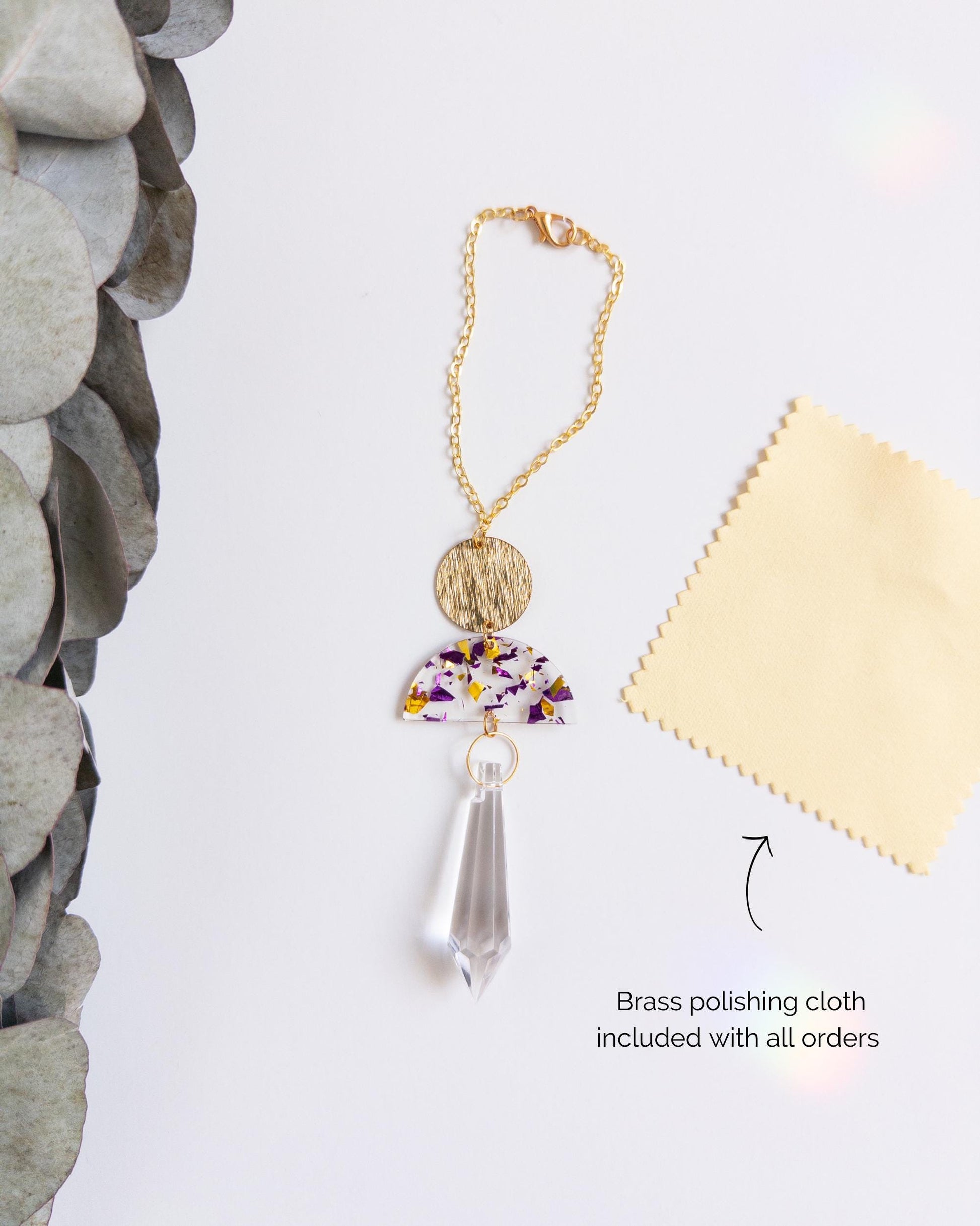 Rearview Mirror Suncatcher #2, Crystal Sun Catcher, Crystal Ornament, Crystal Prism Car Charm, Rearview Mirror Decoration, Car Mirror Charm