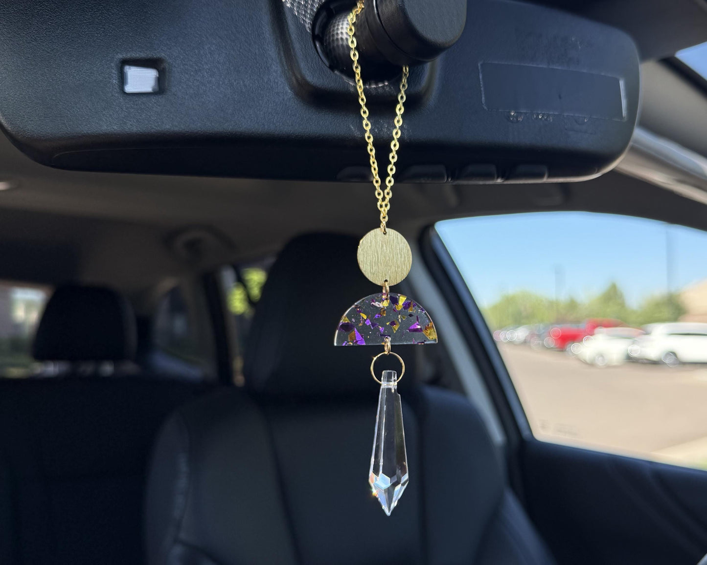 Rearview Mirror Suncatcher #2, Crystal Sun Catcher, Crystal Ornament, Crystal Prism Car Charm, Rearview Mirror Decoration, Car Mirror Charm