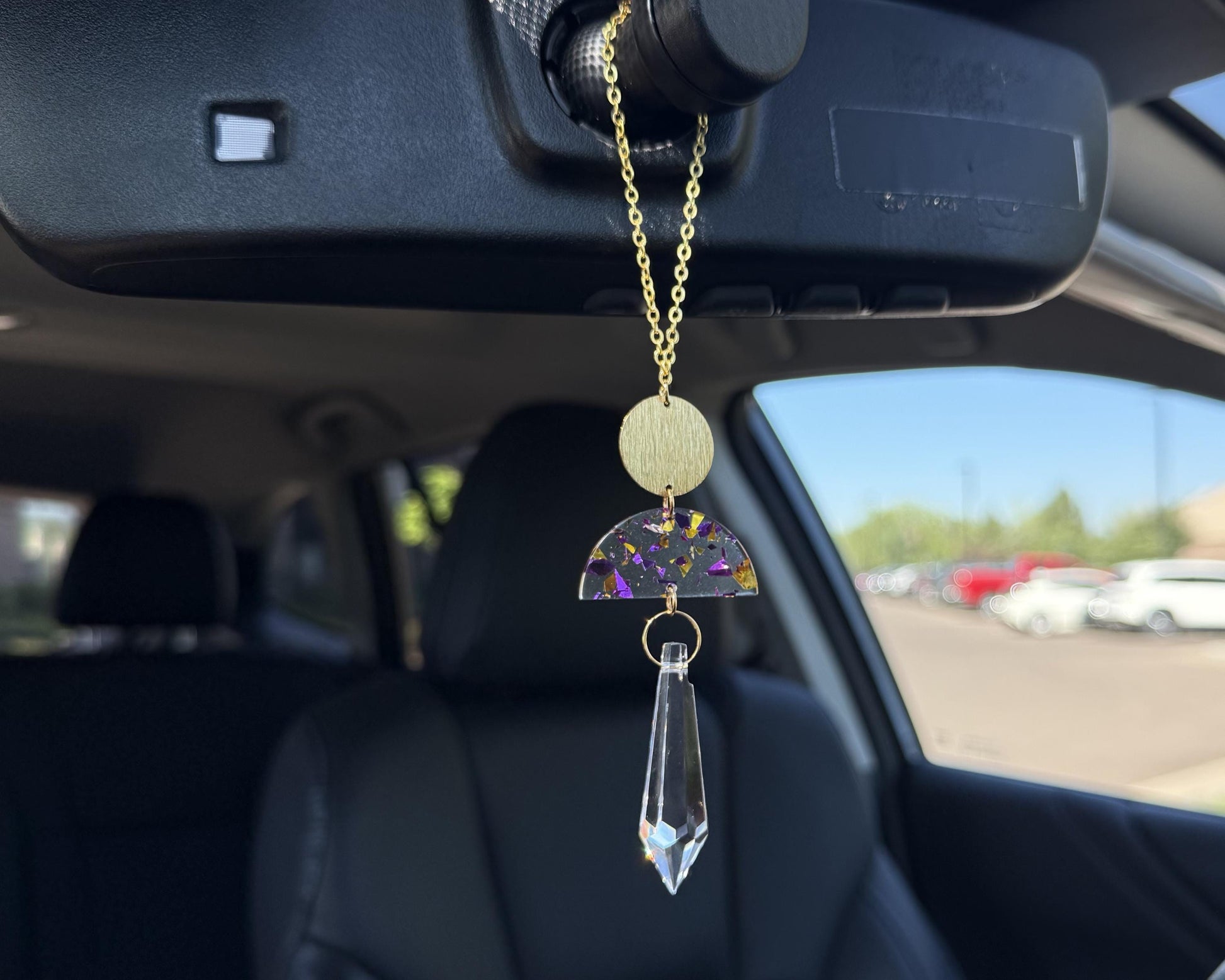 Rearview Mirror Suncatcher #2, Crystal Sun Catcher, Crystal Ornament, Crystal Prism Car Charm, Rearview Mirror Decoration, Car Mirror Charm