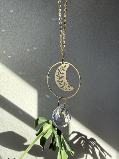 Moon Rearview Mirror Suncatcher, Crystal Sun Catcher, Crystal Prism Car Charm, Rearview Mirror Decoration, Car Mirror Charm