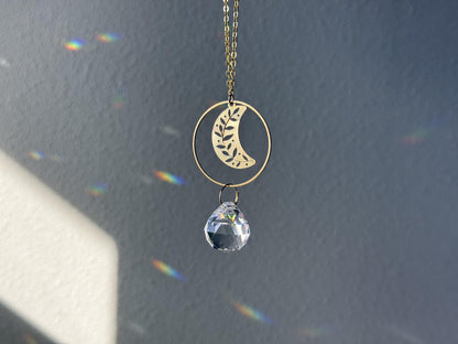 Moon Rearview Mirror Suncatcher, Crystal Sun Catcher, Crystal Prism Car Charm, Rearview Mirror Decoration, Car Mirror Charm