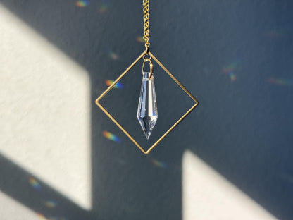 Minimalist Rearview Mirror Suncatcher, Crystal Sun Catcher, Crystal Prism Car Charm, Rearview Mirror Decoration, Car Mirror Charm