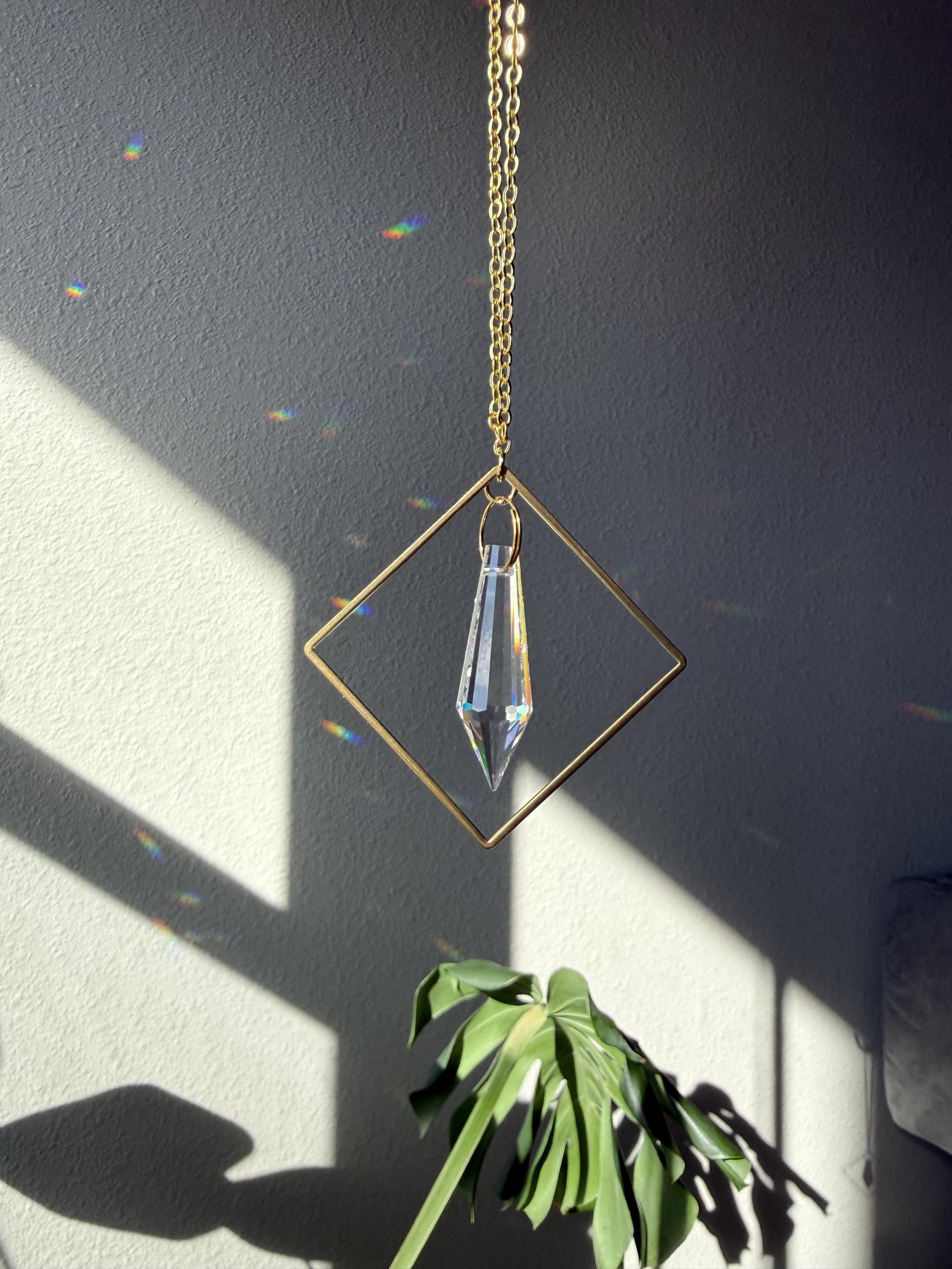 Minimalist Rearview Mirror Suncatcher, Crystal Sun Catcher, Crystal Prism Car Charm, Rearview Mirror Decoration, Car Mirror Charm