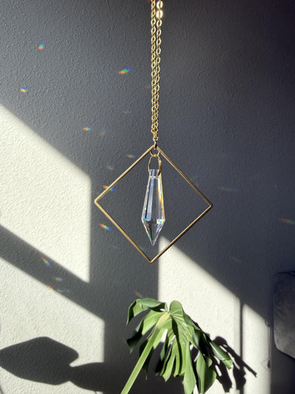 Minimalist Rearview Mirror Suncatcher, Crystal Sun Catcher, Crystal Prism Car Charm, Rearview Mirror Decoration, Car Mirror Charm