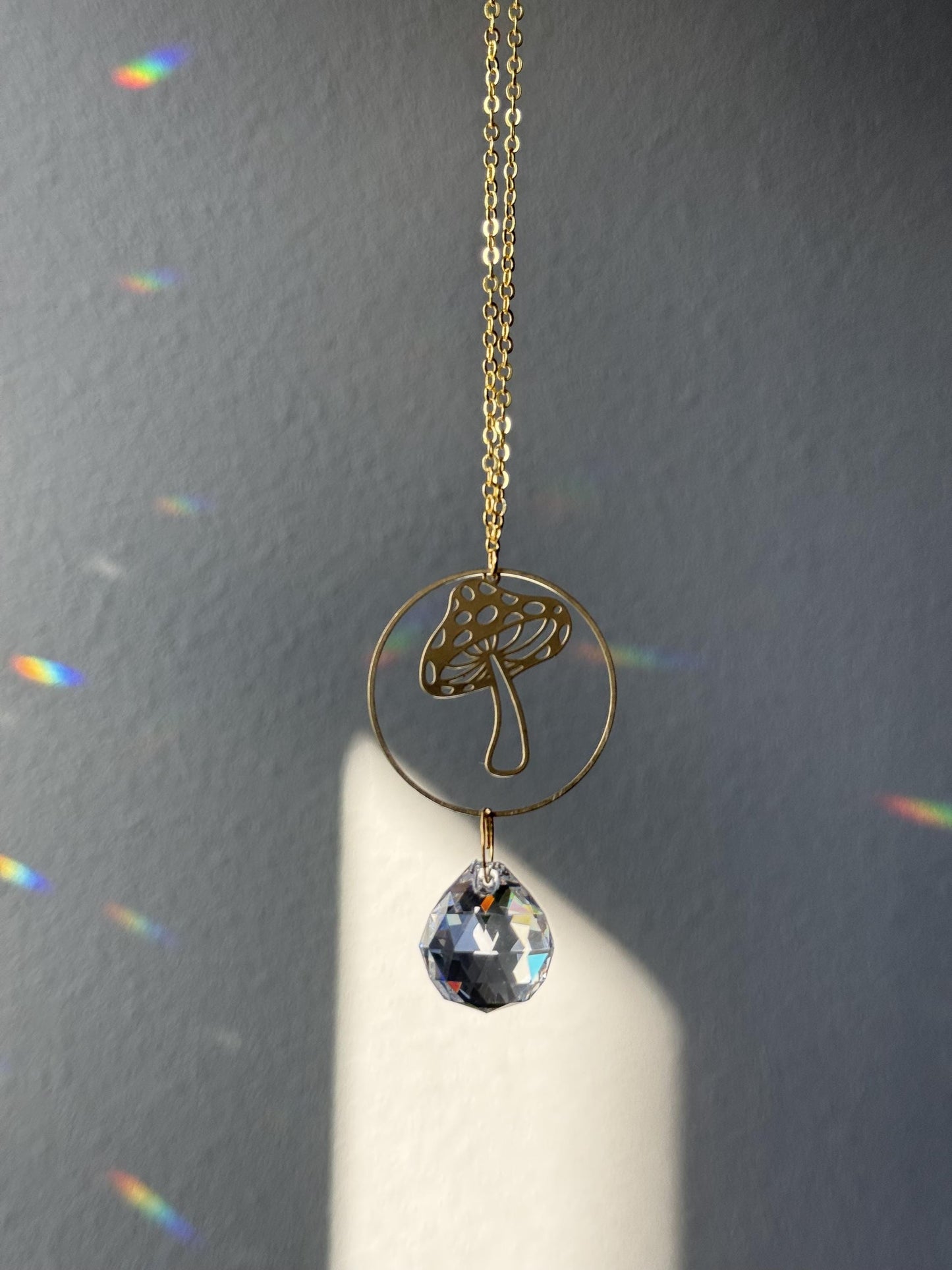 Mushroom Rearview Mirror Suncatcher, Crystal Sun Catcher, Crystal Prism Car Charm, Rearview Mirror Decoration, Car Mirror Charm