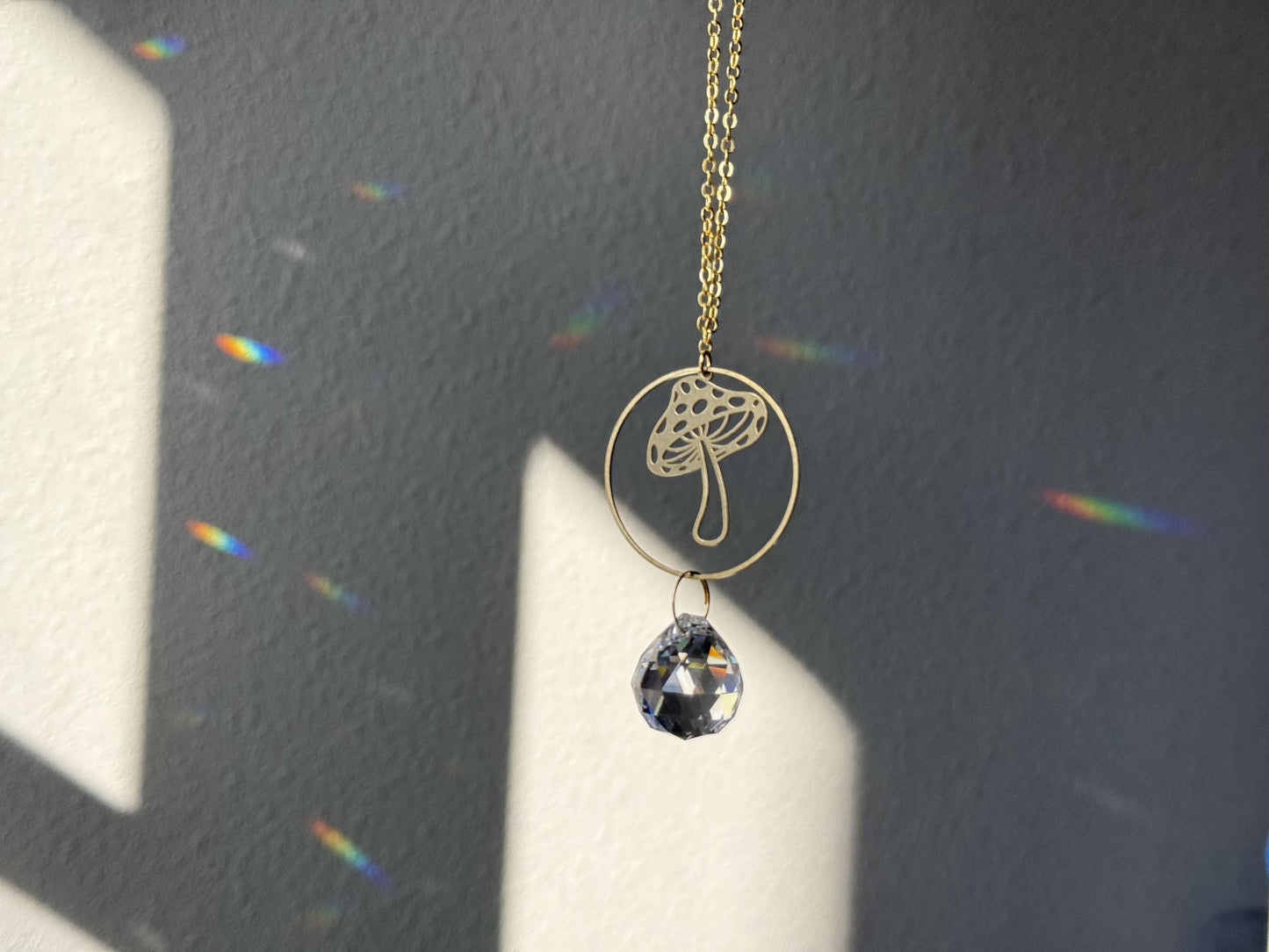 Mushroom Rearview Mirror Suncatcher, Crystal Sun Catcher, Crystal Prism Car Charm, Rearview Mirror Decoration, Car Mirror Charm