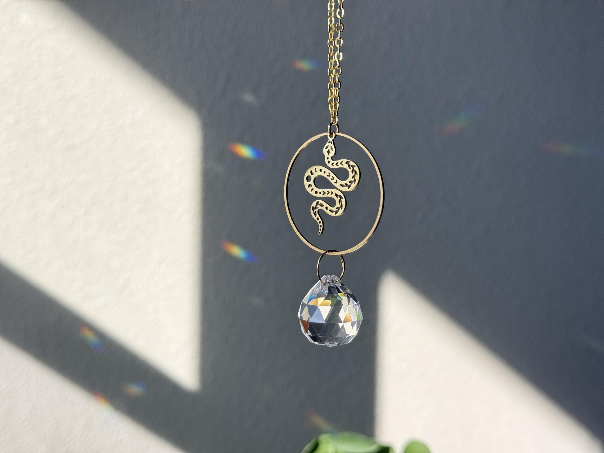 Snake Rearview Mirror Suncatcher, Crystal Sun Catcher, Crystal Prism Car Charm, Rearview Mirror Decoration, Car Mirror Charm