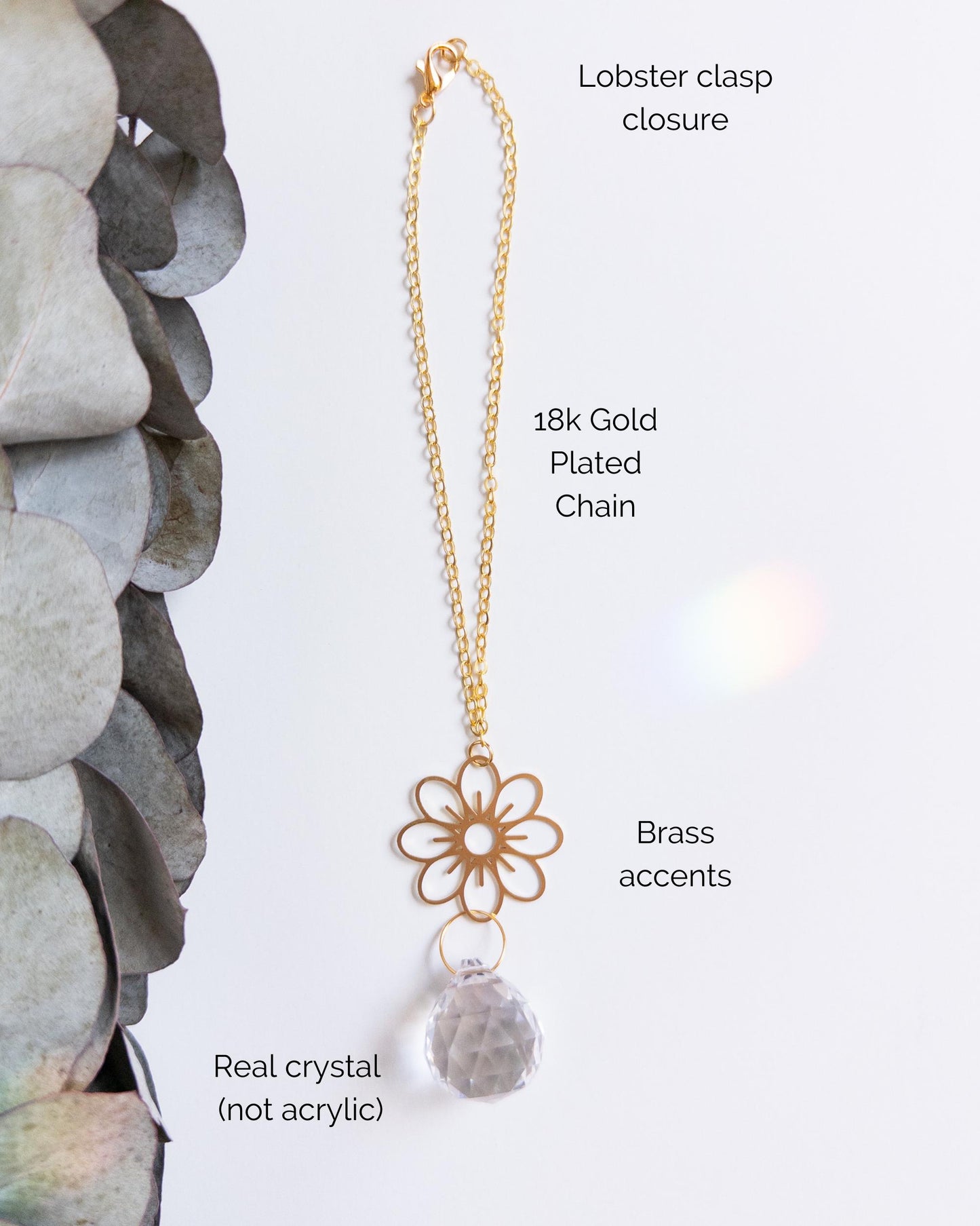 Flower Rearview Mirror Suncatcher #1, Crystal Sun Catcher, Crystal Prism Car Charm, Rearview Mirror Decoration, Car Mirror Charm