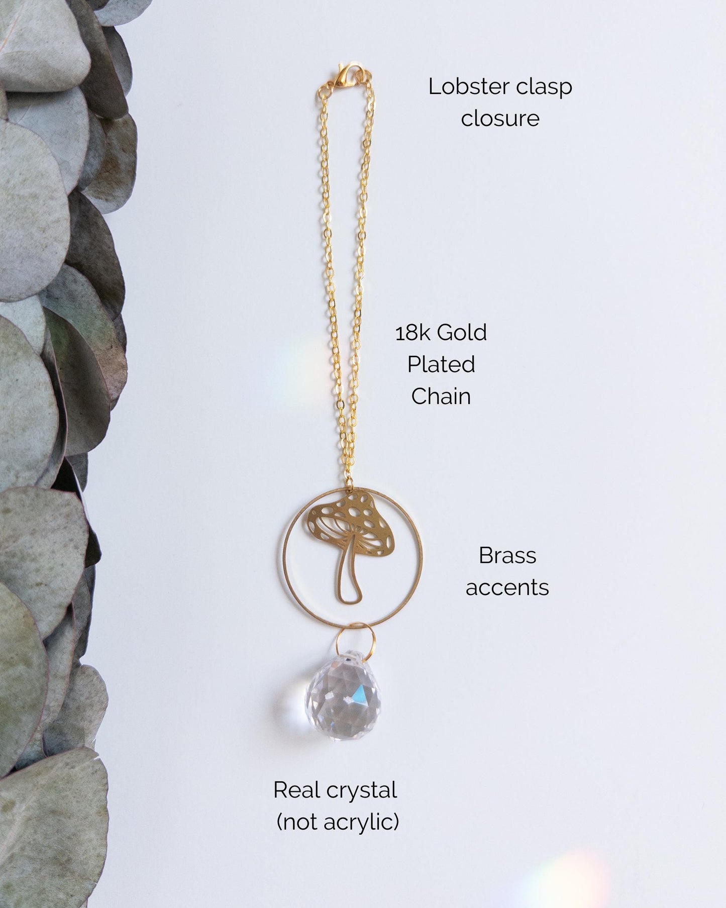 Mushroom Rearview Mirror Suncatcher, Crystal Sun Catcher, Crystal Prism Car Charm, Rearview Mirror Decoration, Car Mirror Charm