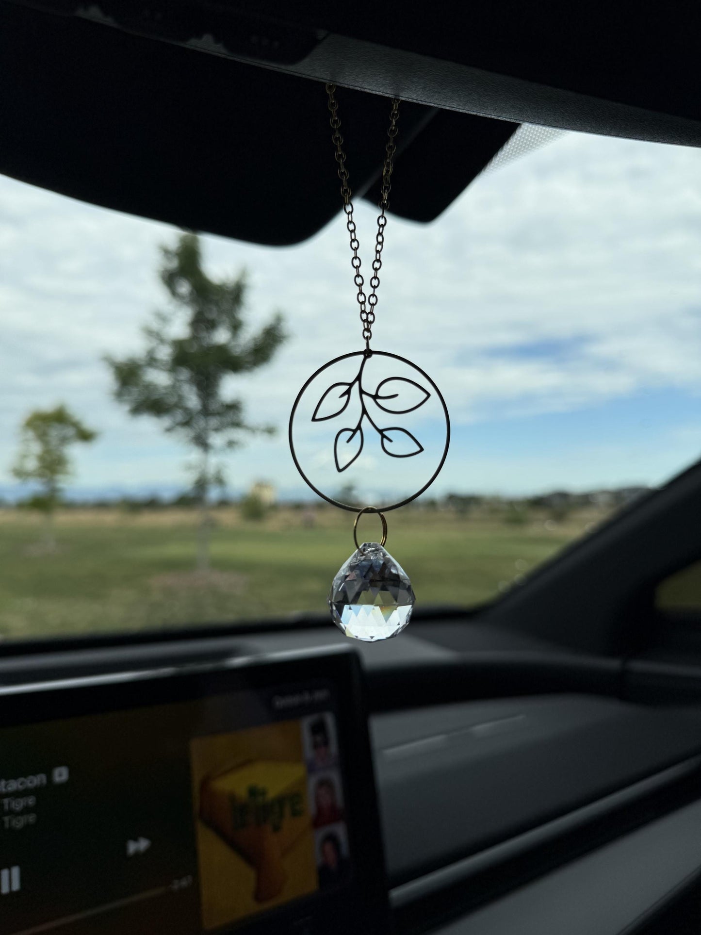 Botanical Rearview Mirror Suncatcher, Crystal Sun Catcher, Crystal Prism Car Charm, Rearview Mirror Decoration, Car Mirror Charm