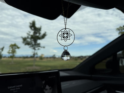 Flower Rearview Mirror Suncatcher #2, Crystal Sun Catcher, Crystal Prism Car Charm, Rearview Mirror Decoration, Car Mirror Charm