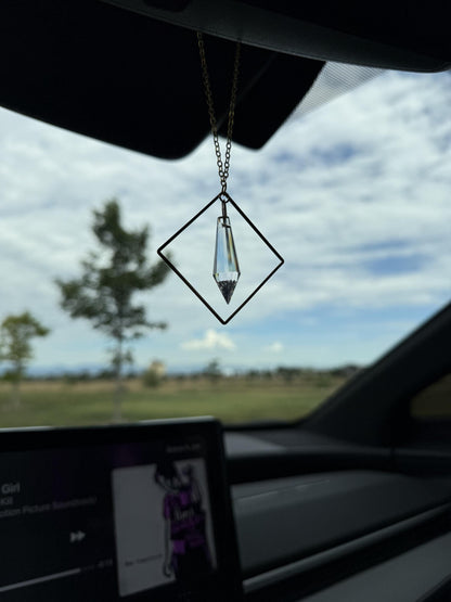 Minimalist Rearview Mirror Suncatcher, Crystal Sun Catcher, Crystal Prism Car Charm, Rearview Mirror Decoration, Car Mirror Charm