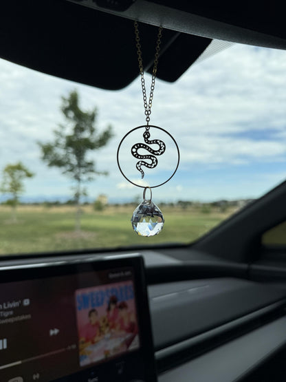 Snake Rearview Mirror Suncatcher, Crystal Sun Catcher, Crystal Prism Car Charm, Rearview Mirror Decoration, Car Mirror Charm