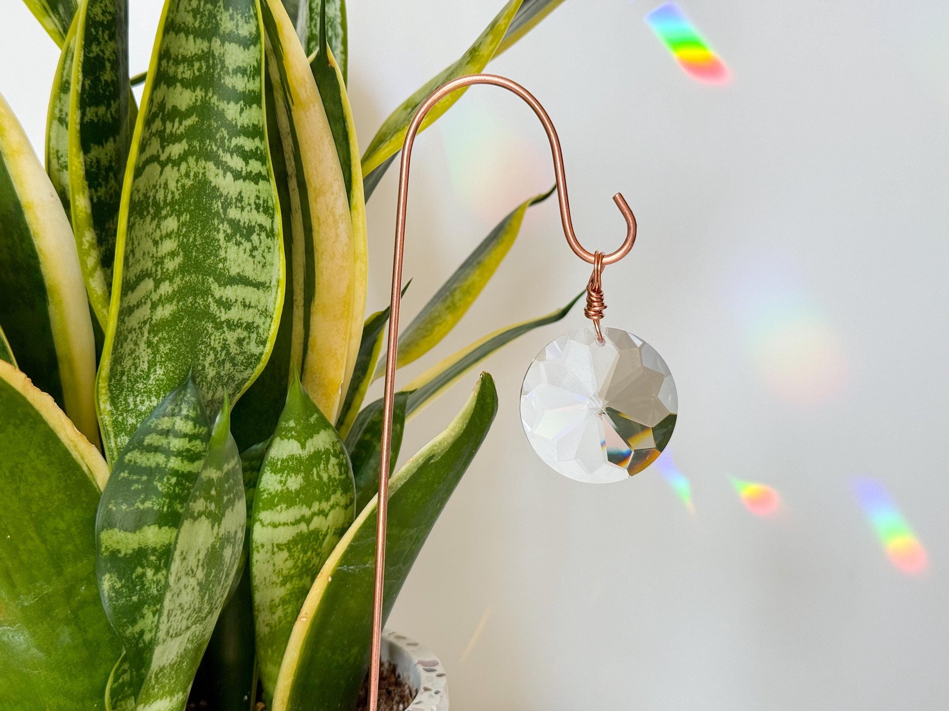 Plant Stake Suncatcher - interchangeable crystals and copper #3 - Plant lover gift, crystal sun catcher, garden stake, plant marker
