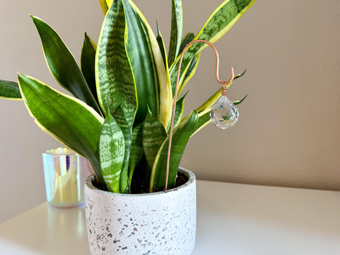 Plant Stake Suncatcher - interchangeable crystals and copper #3 - Plant lover gift, crystal sun catcher, garden stake, plant marker