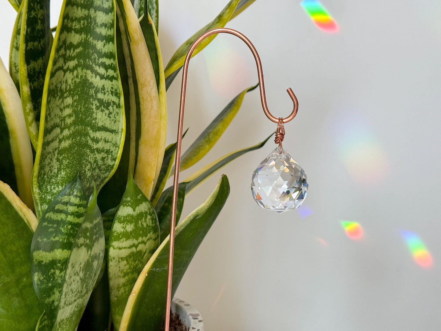 Plant Stake Suncatcher - interchangeable crystals and copper #4 - Plant lover gift, crystal sun catcher, garden stake, plant marker