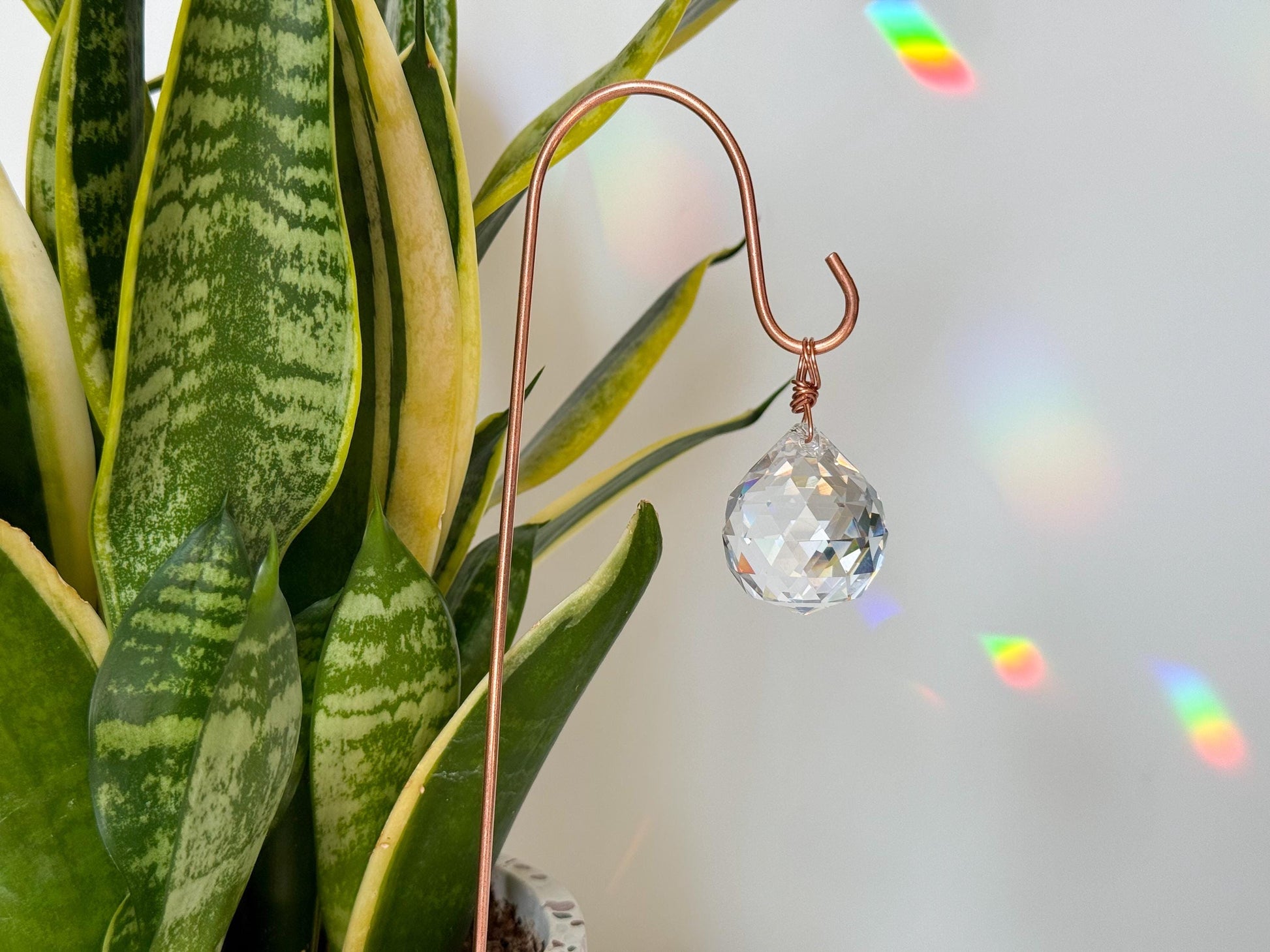 Plant Stake Suncatcher - interchangeable crystals and copper #4 - Plant lover gift, crystal sun catcher, garden stake, plant marker
