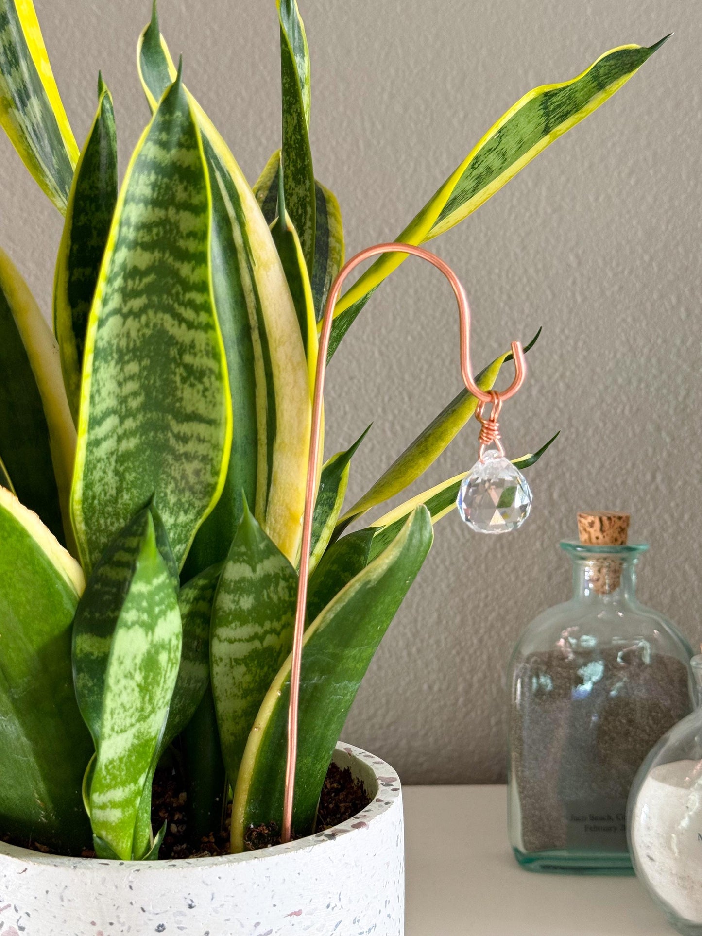Plant Stake Suncatcher - interchangeable crystals and copper #4 - Plant lover gift, crystal sun catcher, garden stake, plant marker