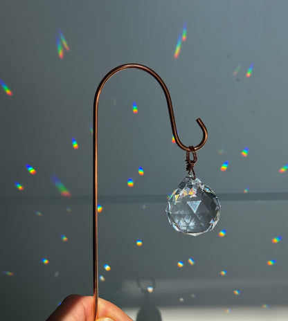 Plant Stake Suncatcher - interchangeable crystals and copper #4 - Plant lover gift, crystal sun catcher, garden stake, plant marker