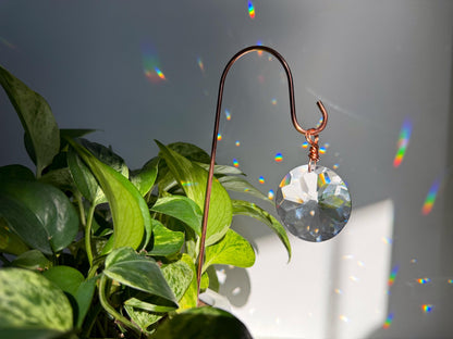 Plant Stake Suncatcher - interchangeable crystals and copper #3 - Plant lover gift, crystal sun catcher, garden stake, plant marker