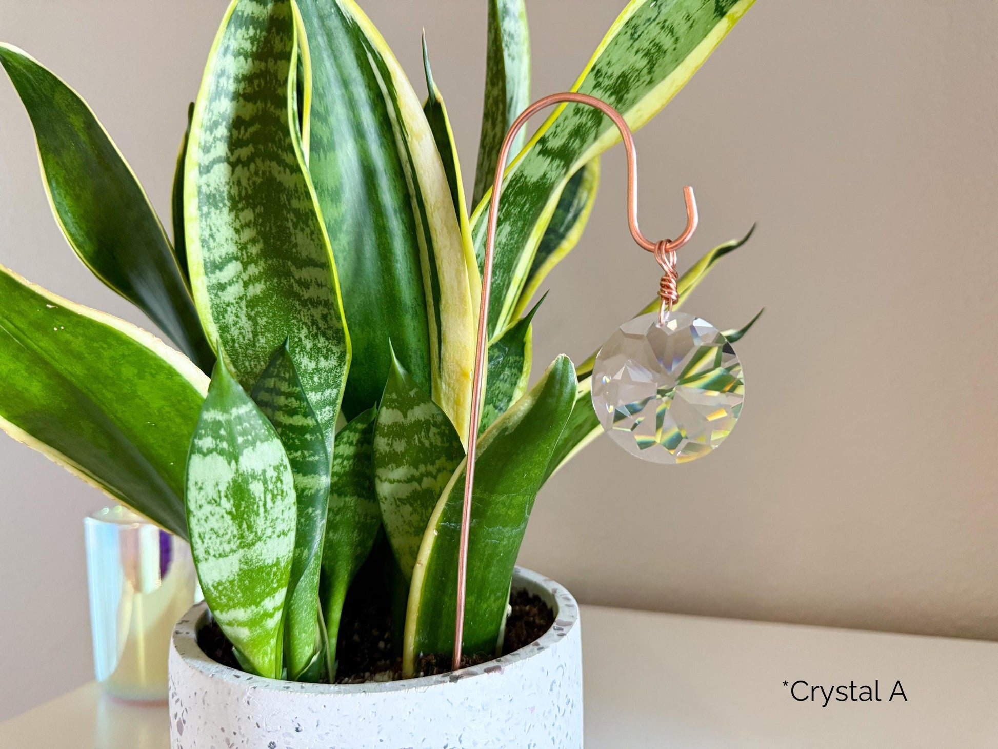 Plant Stake Suncatcher - interchangeable crystals and copper #3 - Plant lover gift, crystal sun catcher, garden stake, plant marker