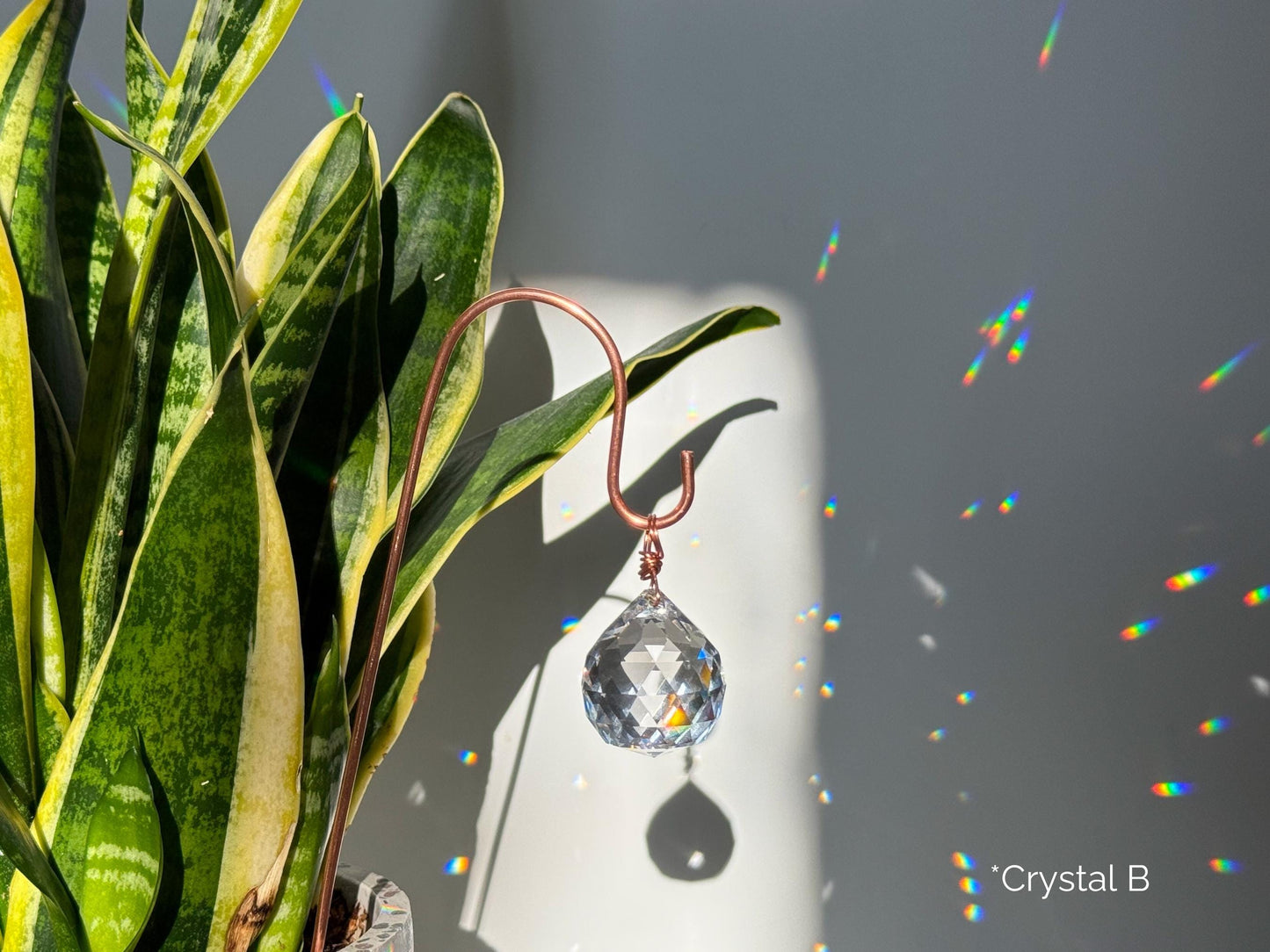 Plant Stake Suncatcher - interchangeable crystals and copper #3 - Plant lover gift, crystal sun catcher, garden stake, plant marker