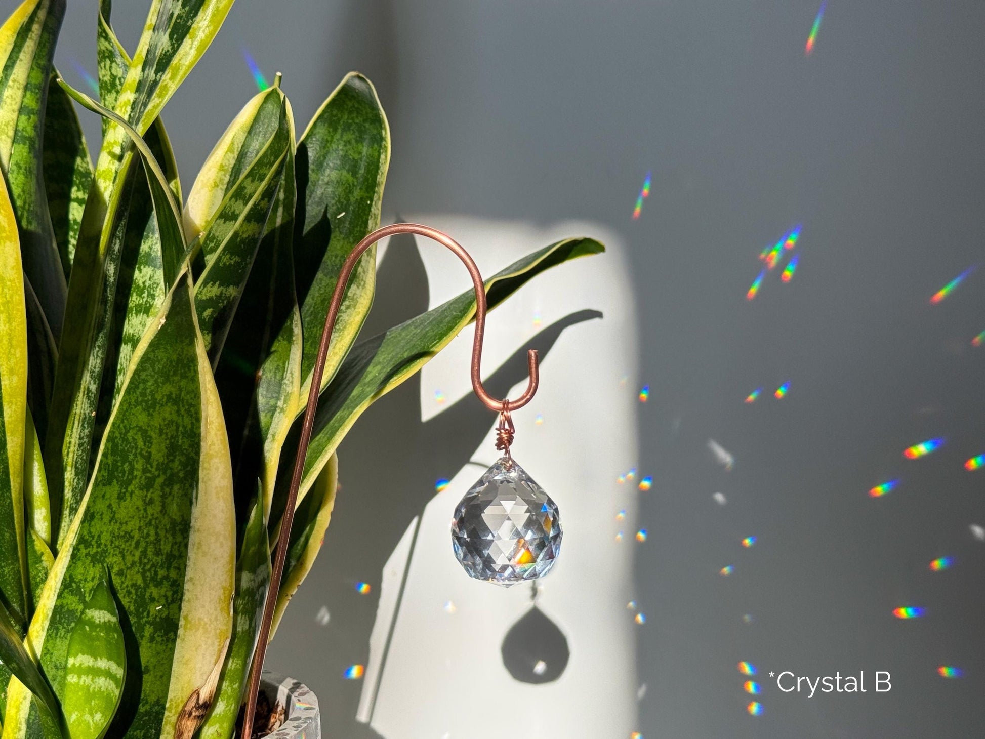 Plant Stake Suncatcher - interchangeable crystals and copper #3 - Plant lover gift, crystal sun catcher, garden stake, plant marker