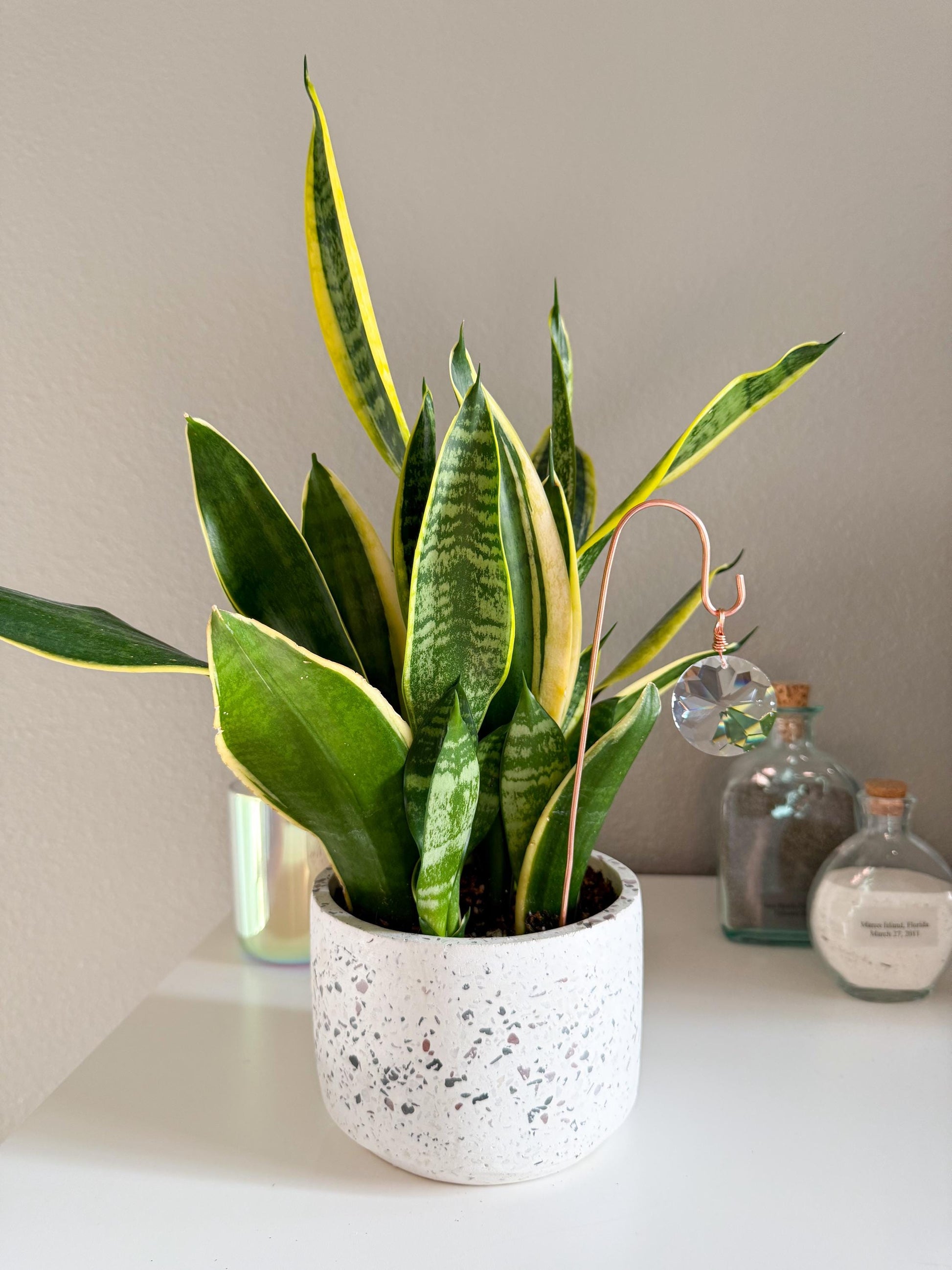 Plant Stake Suncatcher - interchangeable crystals and copper #3 - Plant lover gift, crystal sun catcher, garden stake, plant marker