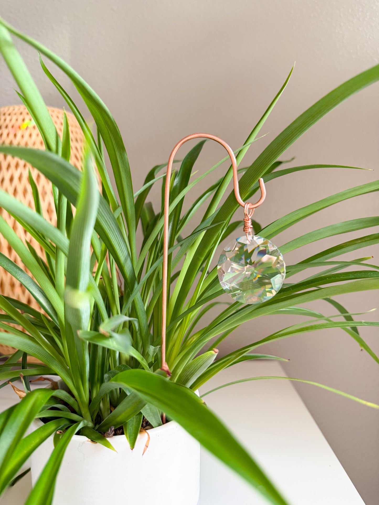 Plant Stake Suncatcher - interchangeable crystals and copper #3 - Plant lover gift, crystal sun catcher, garden stake, plant marker