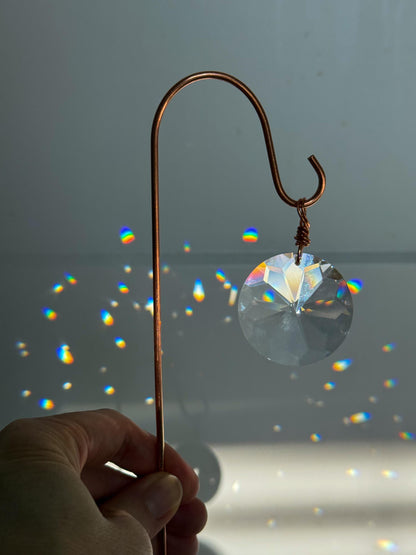 Plant Stake Suncatcher - interchangeable crystals and copper #3 - Plant lover gift, crystal sun catcher, garden stake, plant marker