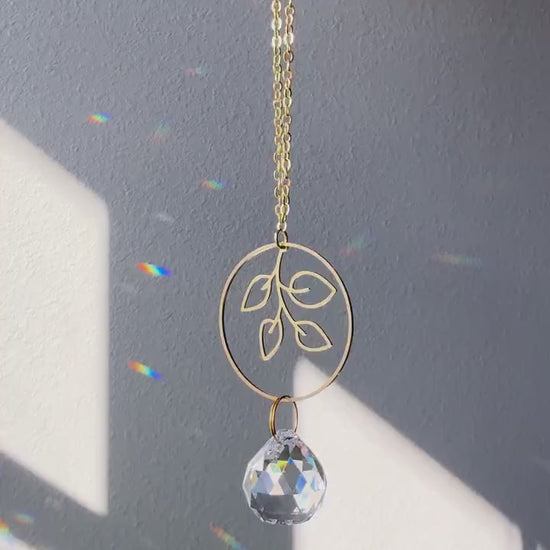 Botanical Rearview Mirror Suncatcher, Crystal Sun Catcher, Crystal Prism Car Charm, Rearview Mirror Decoration, Car Mirror Charm