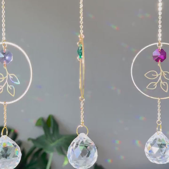 Botanical Suncatcher, Rainbow Maker, Crystal Prism Sun Catcher, Light Catcher, Hanging Crystal Suncatcher, Sympathy Gift