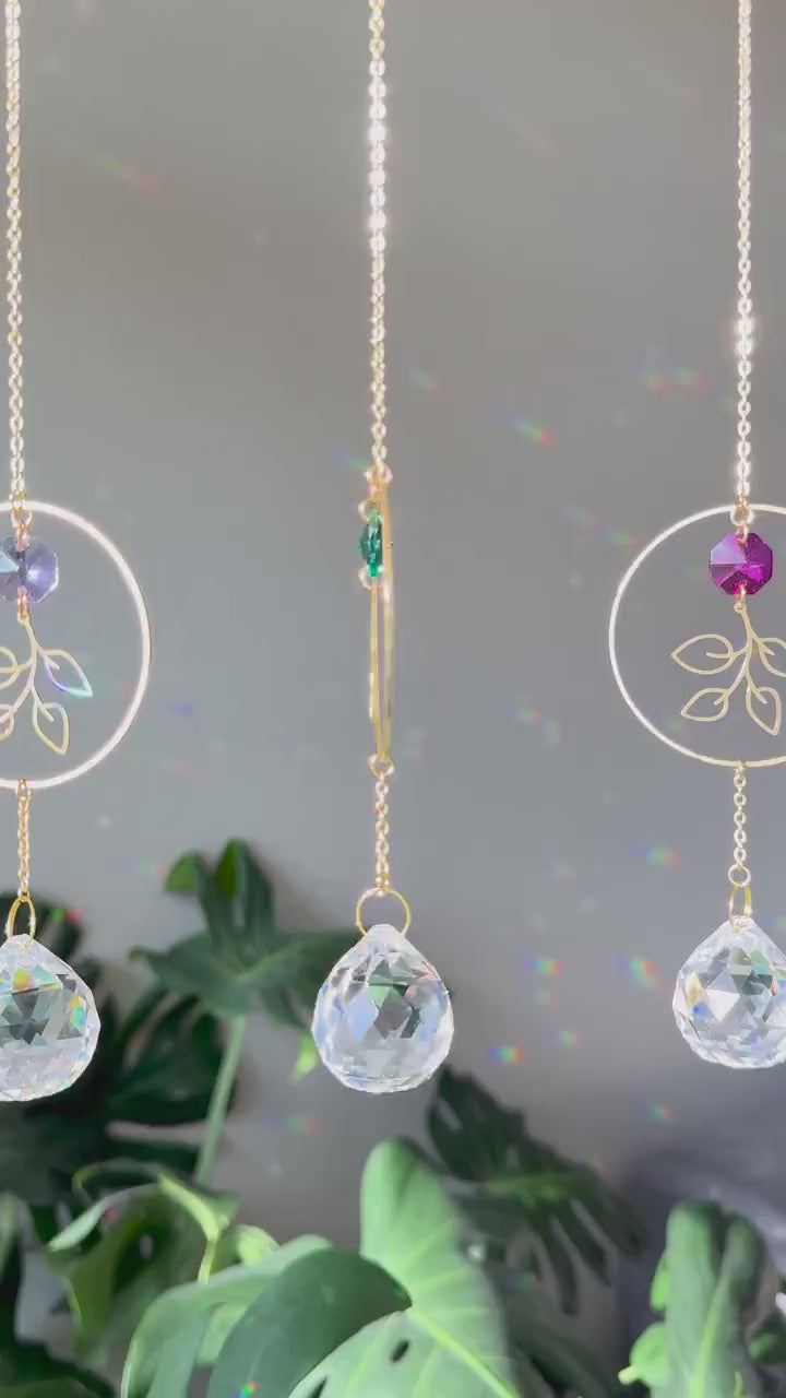 Botanical Suncatcher, Rainbow Maker, Crystal Prism Sun Catcher, Light Catcher, Hanging Crystal Suncatcher, Sympathy Gift