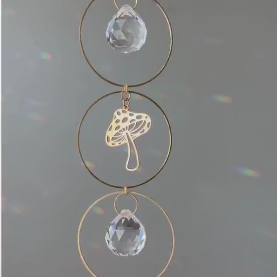 Mushroom Suncatcher -  Rainbow Maker, Crystal Prism Sun Catcher, Light Catcher, Hanging Crystal Suncatcher, Sympathy Gift