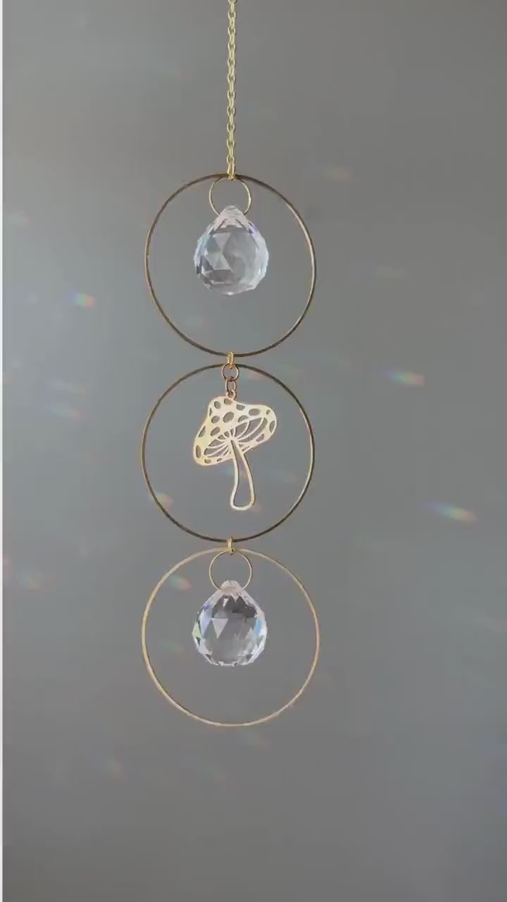 Mushroom Suncatcher -  Rainbow Maker, Crystal Prism Sun Catcher, Light Catcher, Hanging Crystal Suncatcher, Sympathy Gift