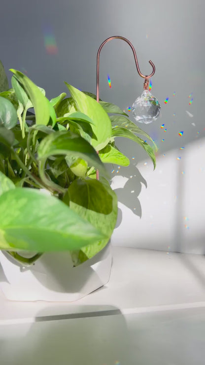 Plant Stake Suncatcher - interchangeable crystals and copper #3 - Plant lover gift, crystal sun catcher, garden stake, plant marker