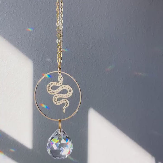Snake Rearview Mirror Suncatcher, Crystal Sun Catcher, Crystal Prism Car Charm, Rearview Mirror Decoration, Car Mirror Charm
