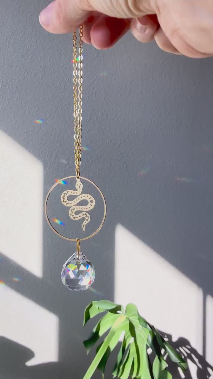 Snake Rearview Mirror Suncatcher, Crystal Sun Catcher, Crystal Prism Car Charm, Rearview Mirror Decoration, Car Mirror Charm