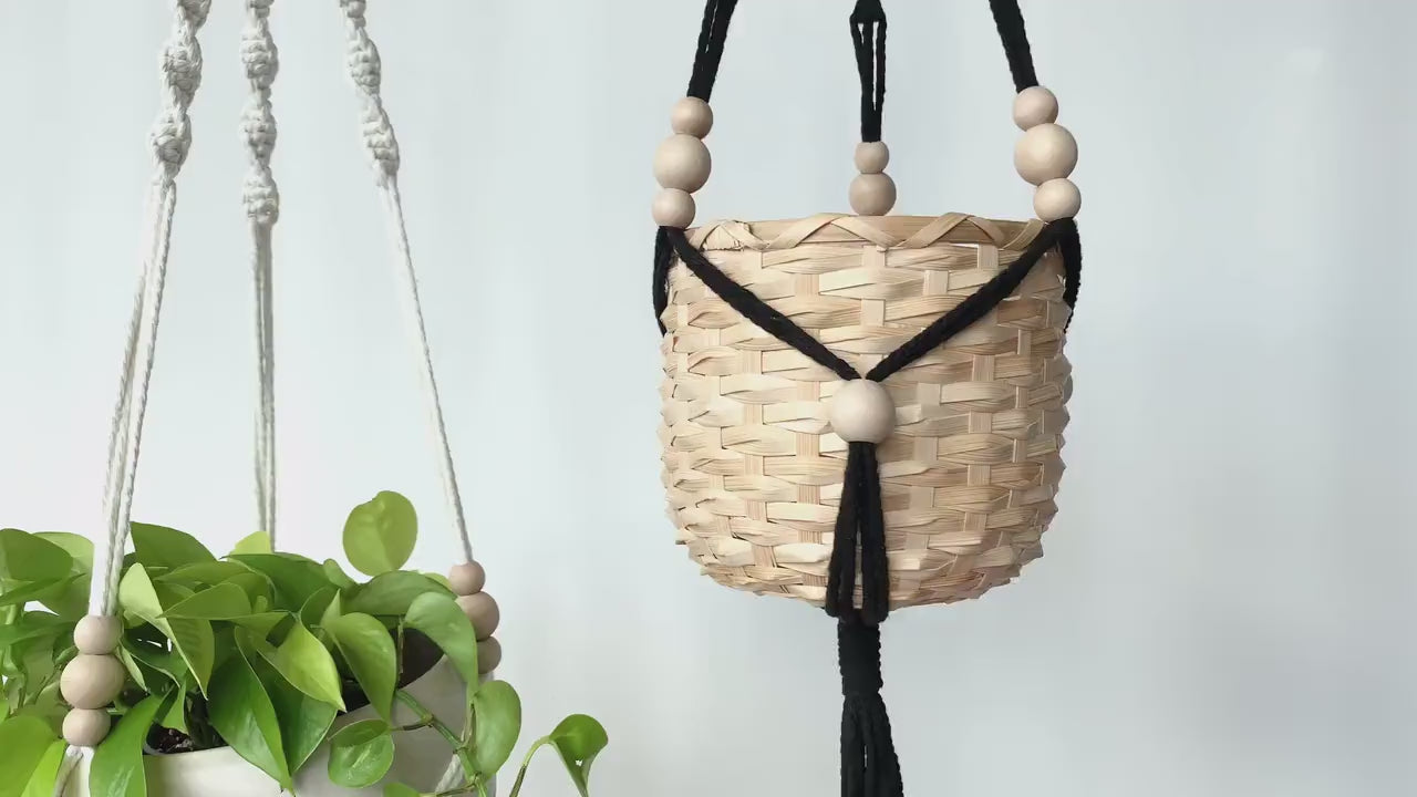 Adjustable Hanging Planter, Macrame Plant Hanger with beads, Hanging Plant Holder, Plant Hanger, Beaded Plant Hanger, Window Plant Hanger