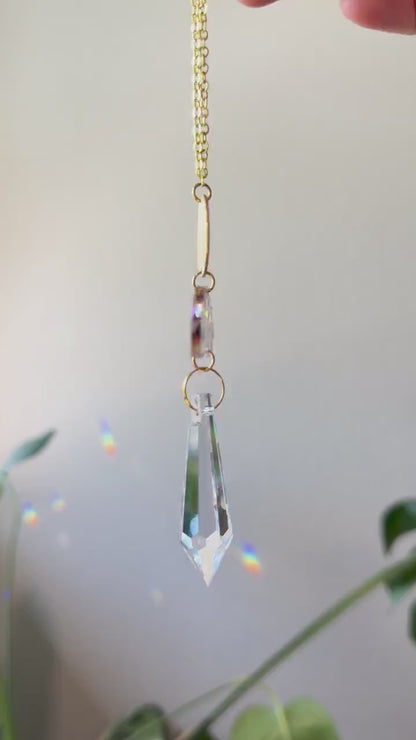 Rearview Mirror Suncatcher #2, Crystal Sun Catcher, Crystal Ornament, Crystal Prism Car Charm, Rearview Mirror Decoration, Car Mirror Charm