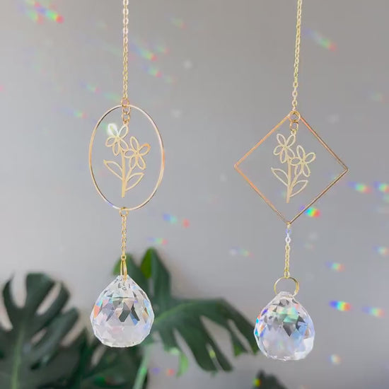 Floral Suncatcher, Rainbow Maker, Crystal Prism Sun Catcher, Light Catcher, Hanging Crystal Suncatcher, Sympathy Gift